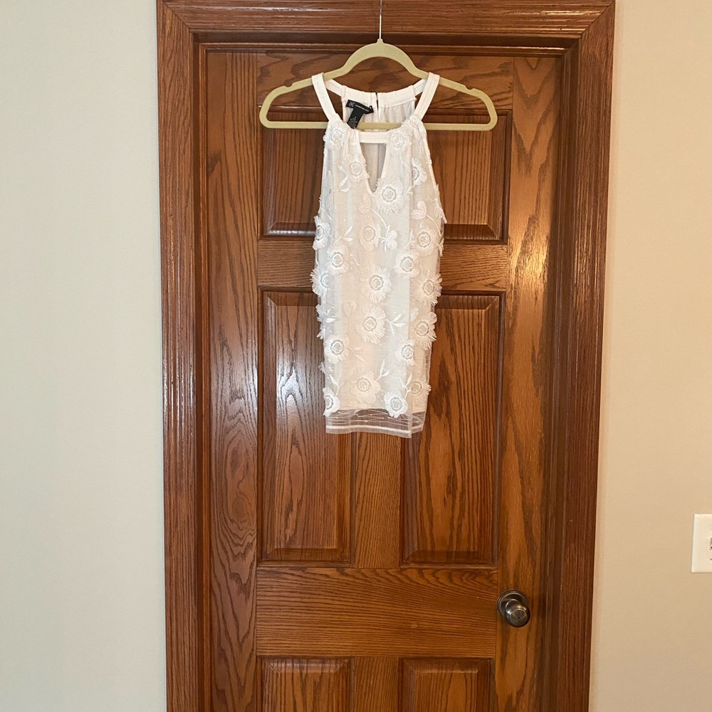 INC International Concepts White Floral Tank Top